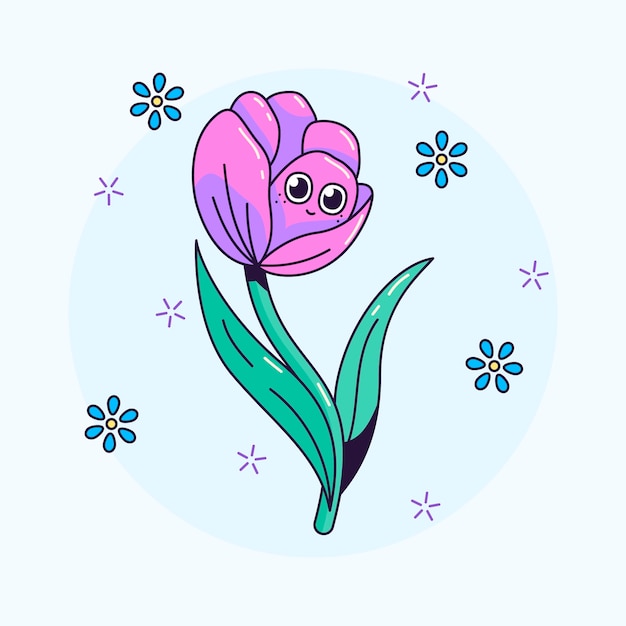 Hand drawn tulip cartoon illustration