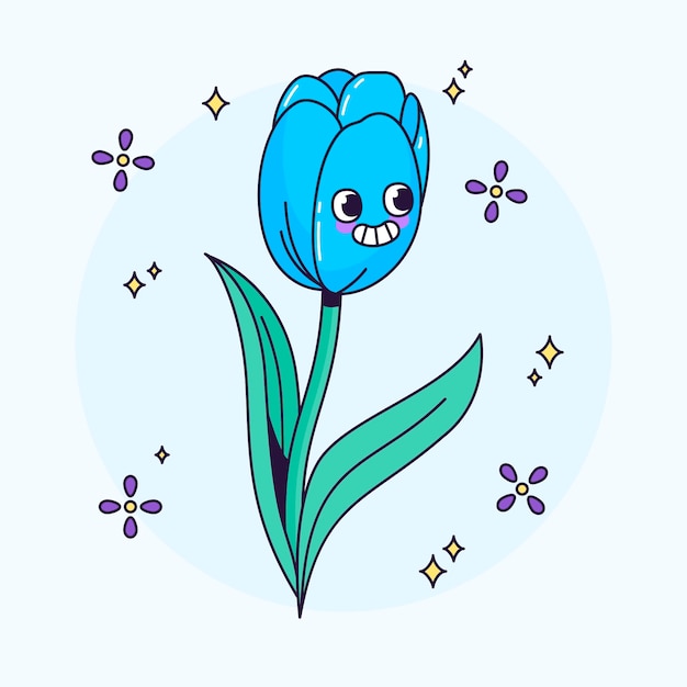 Hand drawn tulip cartoon illustration