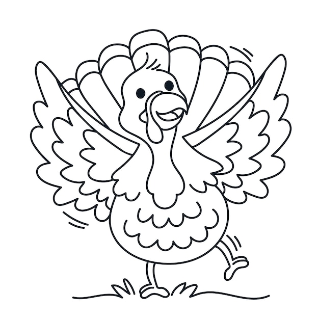 Hand drawn turkey outline illustration