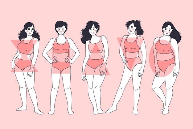 Hand drawn types of female body shapes collection