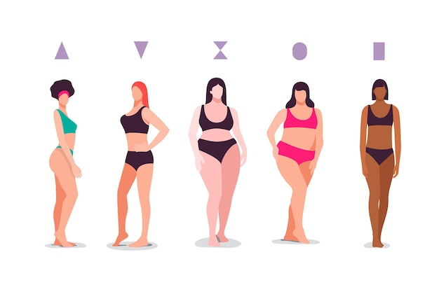 Hand drawn types of female body shapes