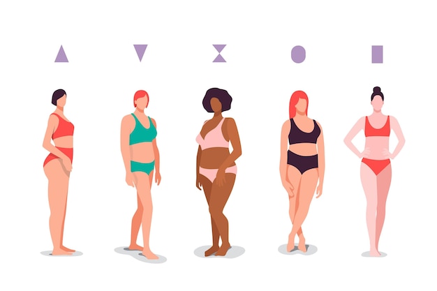 Vector hand drawn types of female body shapes