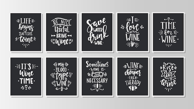 Hand drawn typography posters set. 