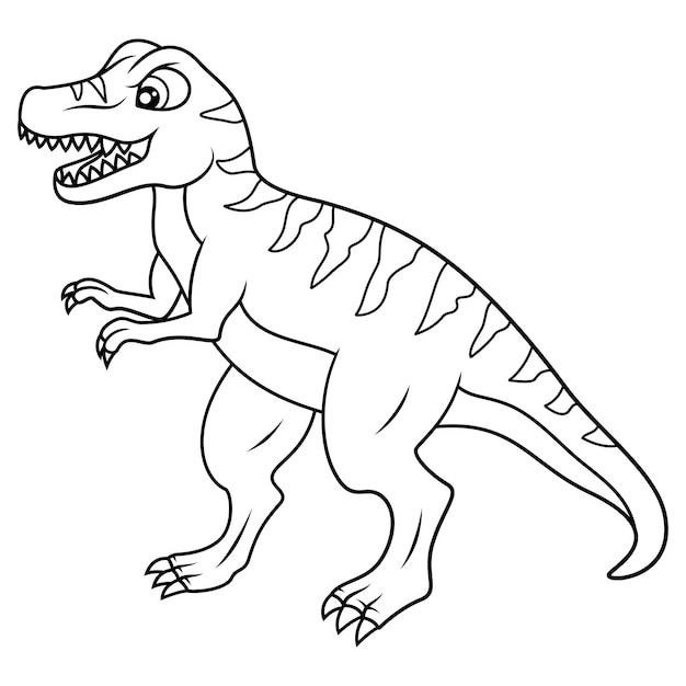 hand drawn of tyrannosaurus line art