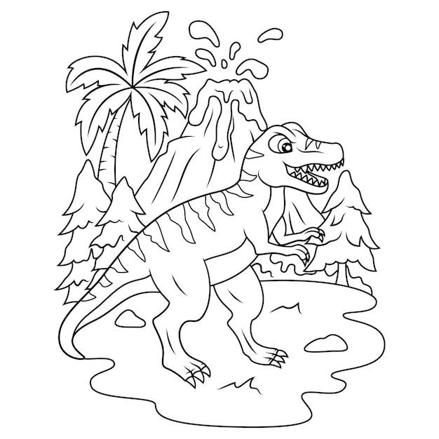 hand drawn of tyrannosaurus line art