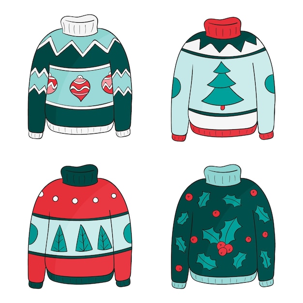 Hand drawn ugly sweater collection