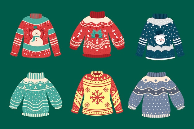 Hand drawn ugly sweater collection