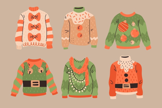 Hand drawn ugly sweater collection