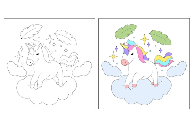 Hand drawn Unicorn Coloring page 10