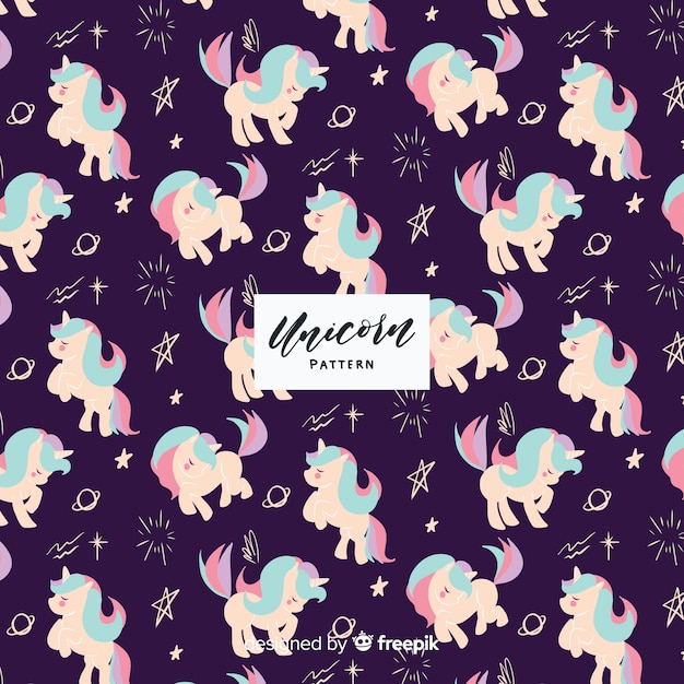 Hand drawn unicorn pattern 