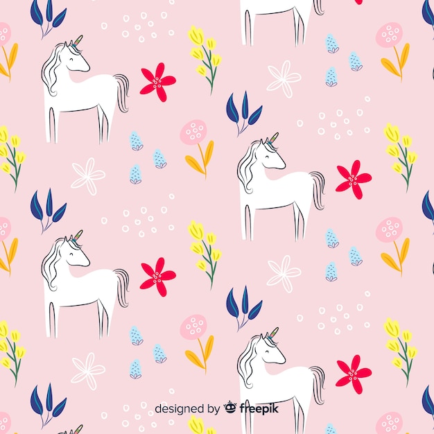 Hand drawn unicorn pattern