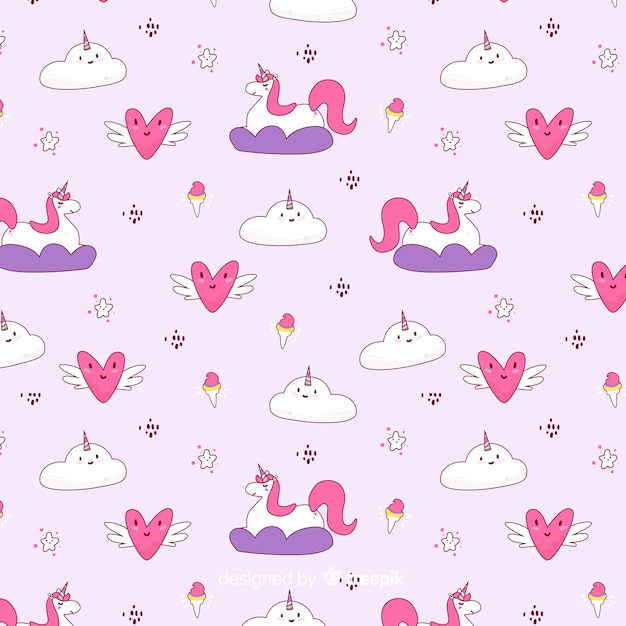 Hand drawn unicorn pattern