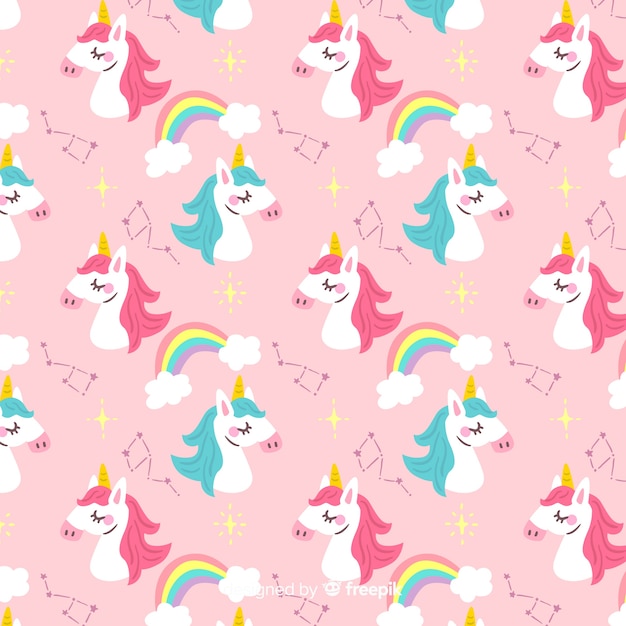 Hand drawn unicorn pattern