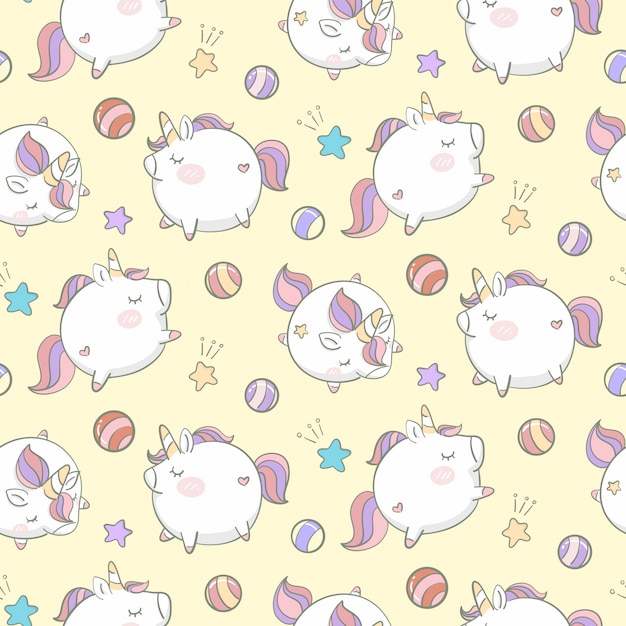 Hand drawn Unicorns seamless pattern background