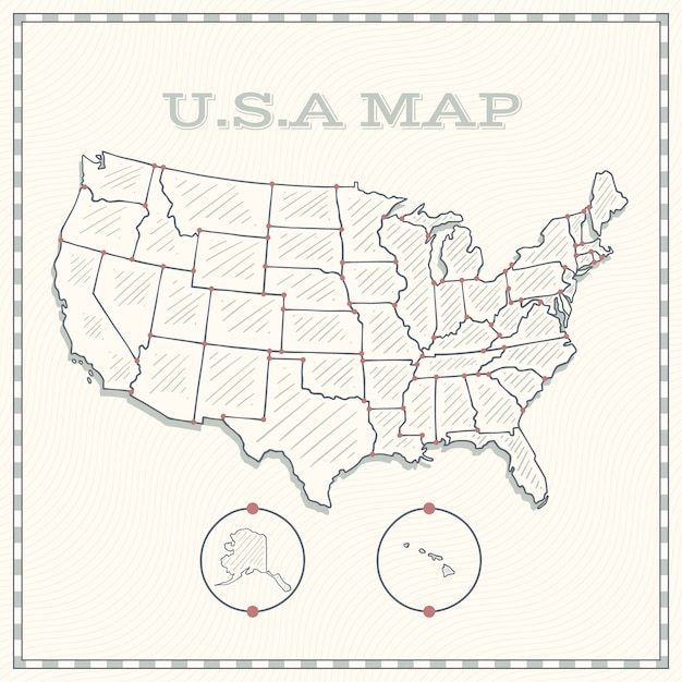 Hand drawn usa outline map