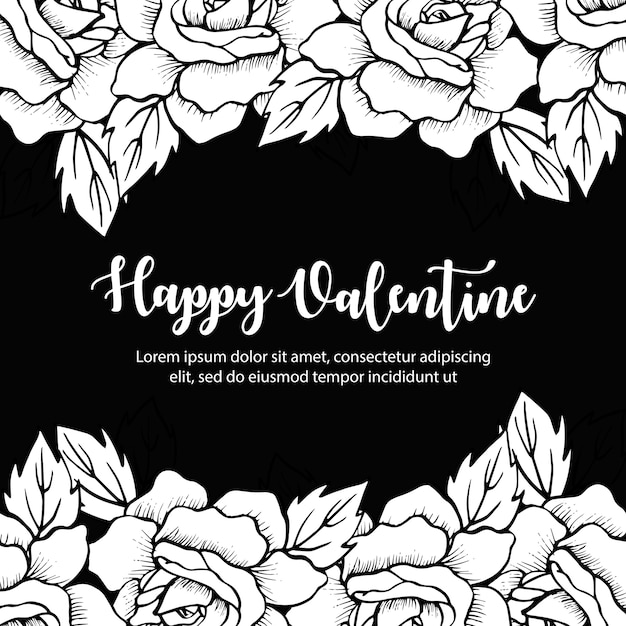 Hand Drawn Valentine Floral Background