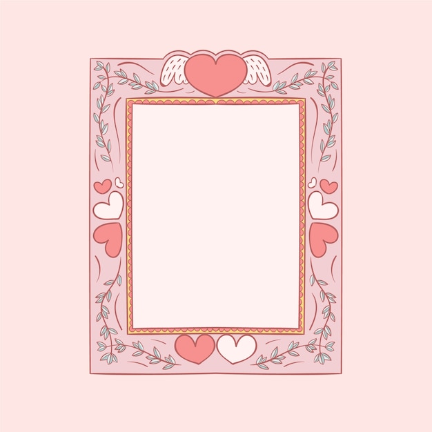 Hand drawn valentine's day photo frame template