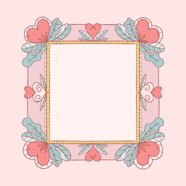 Hand drawn valentine's day photo frame template