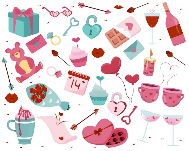 Hand drawn valentines day elements illustration