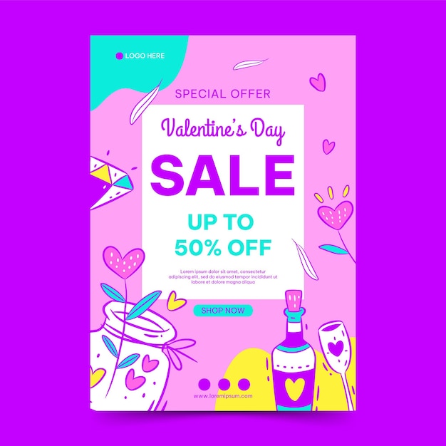 Hand drawn Valentines day sale poster