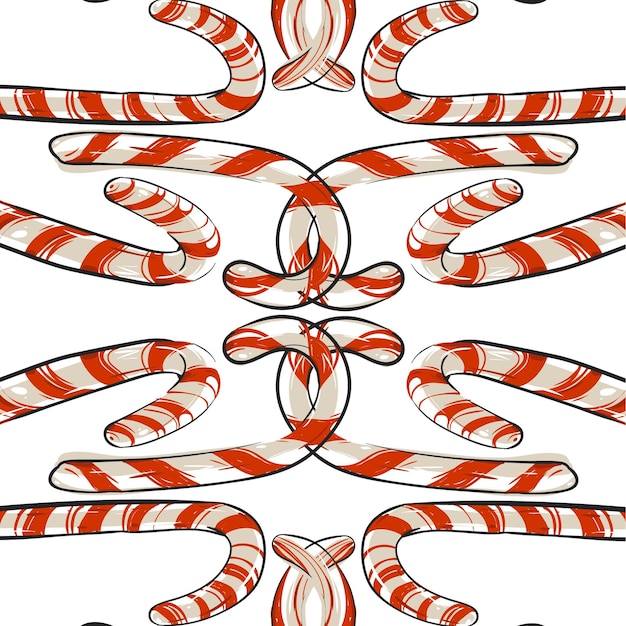 Hand drawn vector abstract Christmas decoration compozition with candy canes isolated on white backgroundChristmas menu design