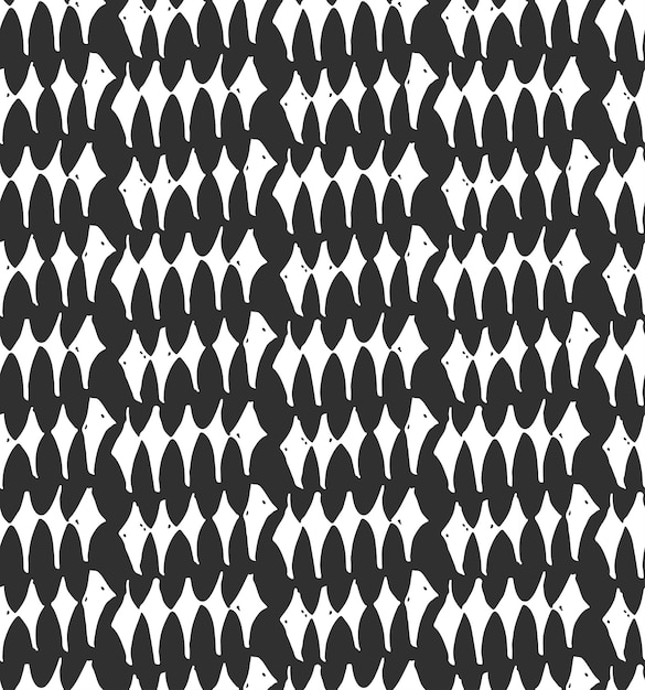 Hand drawn vector abstract rough geometric monochrome seamless rhomb pattern in black and white colorsHand made grunge brush painted textureScandinavian concept design for fashionfabric