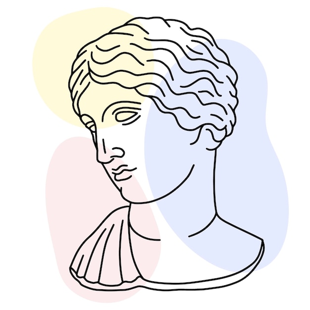 Hand drawn vector of ancient Greek girl head