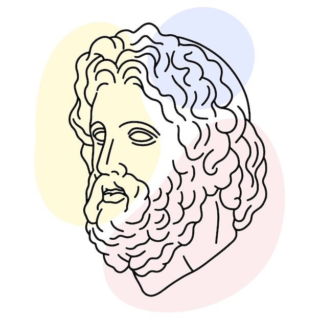 Hand drawn vector of ancient Greek head of Zeus