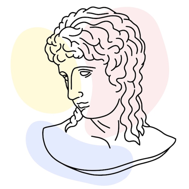 Hand drawn vector of ancient Greek young man head