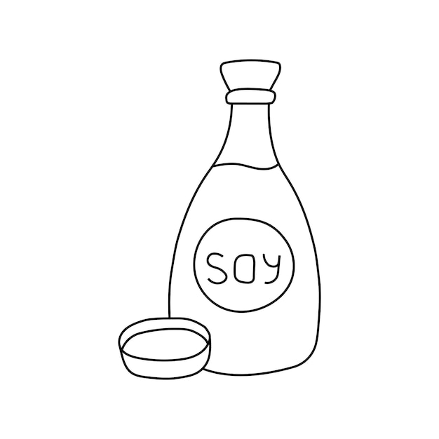 Hand drawn vector bottle of soy sauce