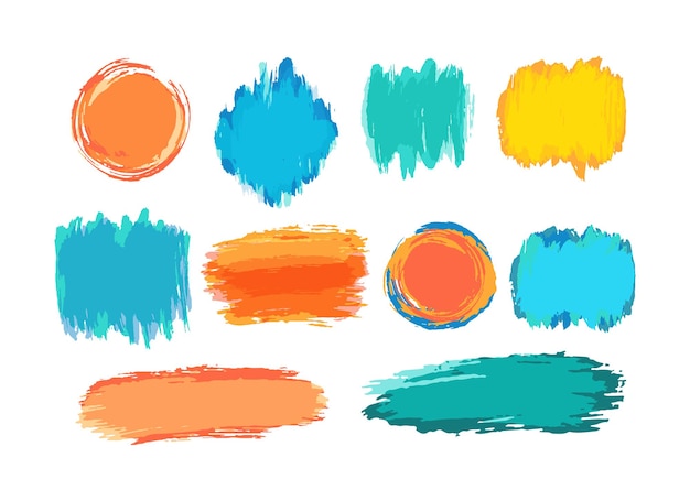 hand drawn vector brush strokes backgrounds. color paint spots, watercolor brushstroke set