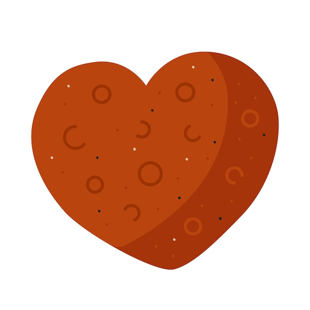 Hand drawn vector cute cartoon illustration space asteroid heart