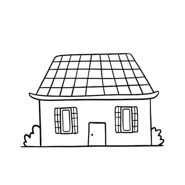 Hand drawn vector funny house Cute rural building isolated on white Doodle illustration