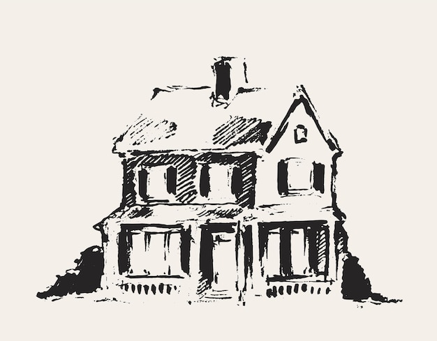 Hand drawn vector illustration of a big house