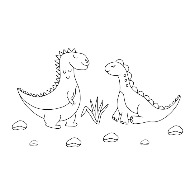 Hand drawn vector illustration of dinosaur