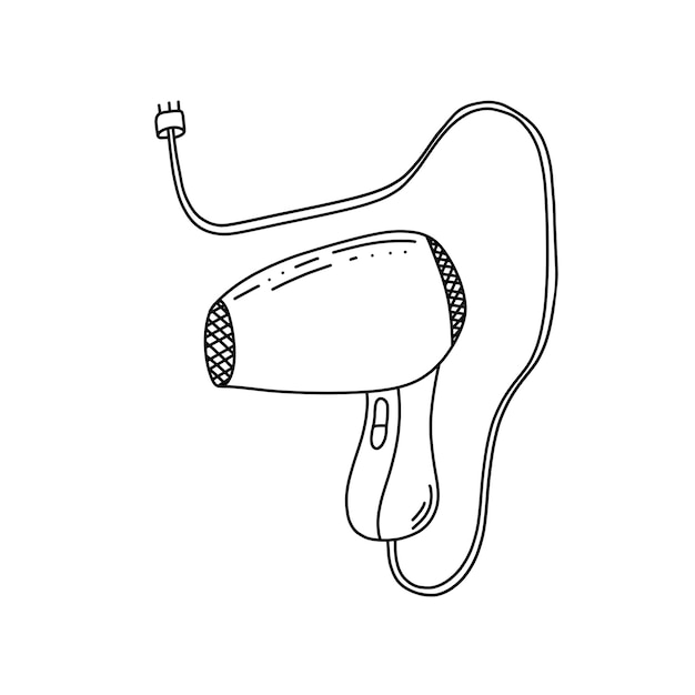 Hand drawn vector illustration of hair dryer icon in doodle style Cute illustration of hair dryer o