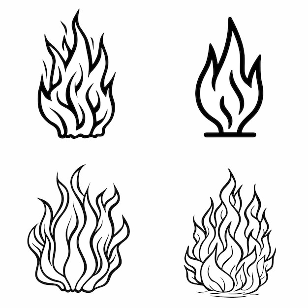 hand drawn vector illustration of a hot fire coloring book