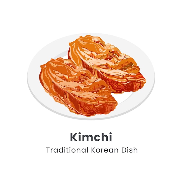 Hand drawn vector illustration of kimchi traditional korean cabbage pickles fermented food