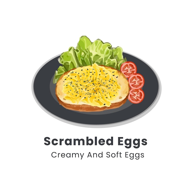 Hand drawn vector illustration of scrambled eggs