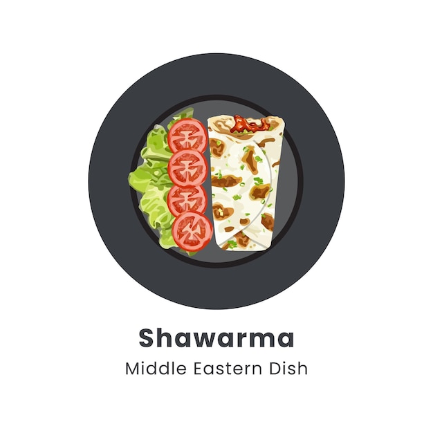 Hand drawn vector illustration of Shawarma Doner Kebab or Gyro Wrap Sandwich