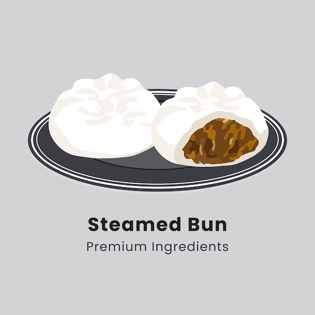 Hand drawn vector illustration of steamed bun chinese food