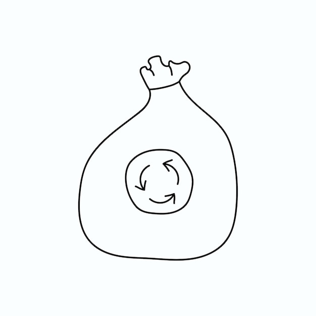 Hand drawn vector illustration of trash bag