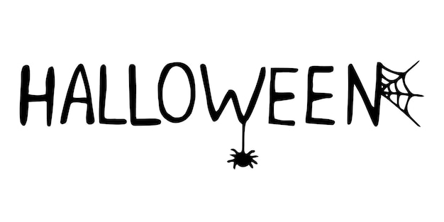 Hand drawn vector lettering Halloween Black color text typography design Outline