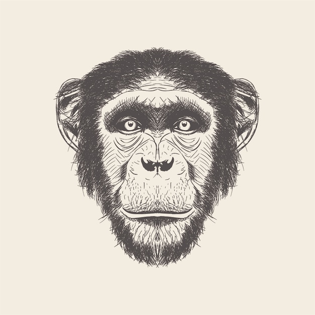 Hand drawn vector of monkey head Illustration.