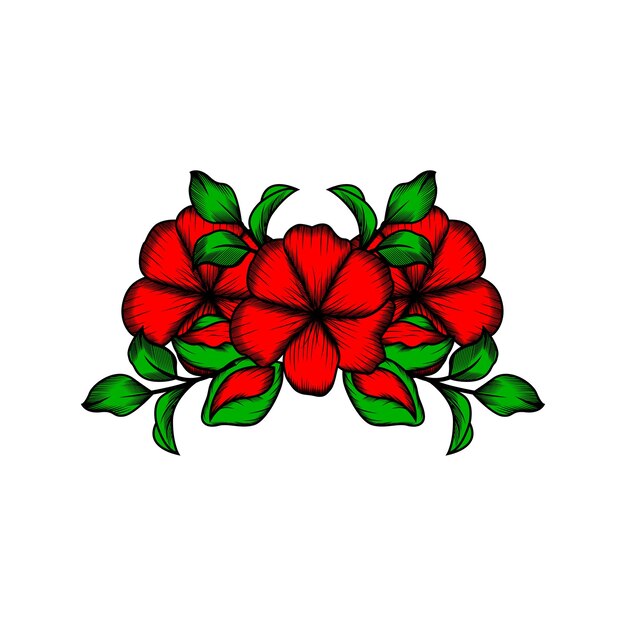 Hand drawn vector red rose flower illustration