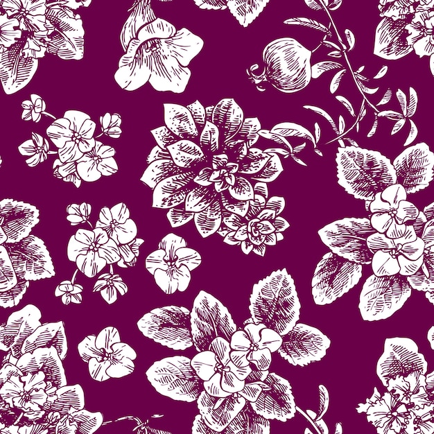 Hand drawn vector seamless pattern with