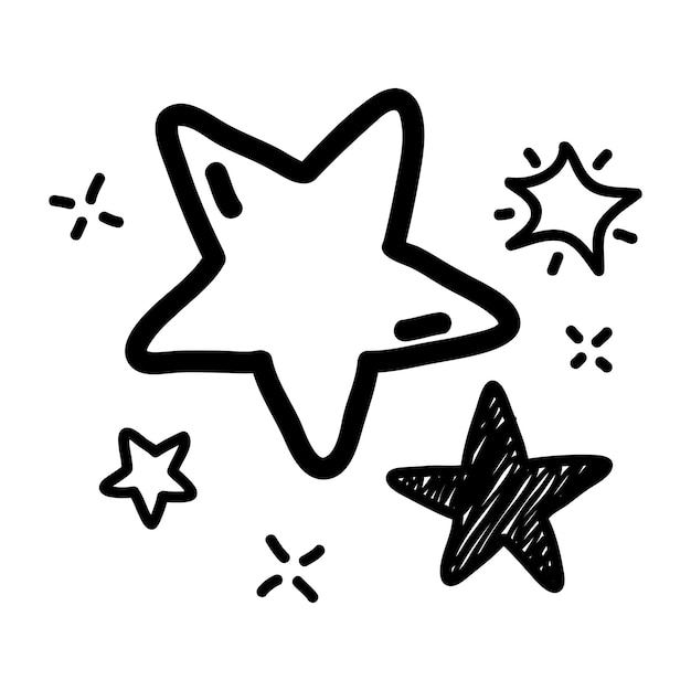 Hand drawn vector stars in doodle style on white background Can be used as a standalone pattern or element Faint marker brush