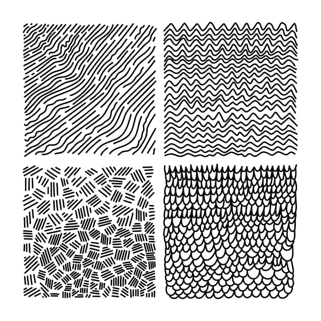 Hand drawn vector textures with different shapes Abstract vector backgrounds