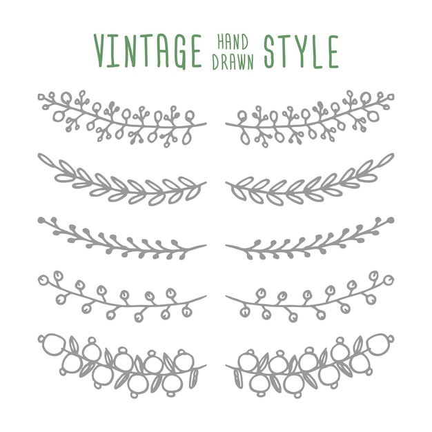 Hand drawn vector vintage floral elements