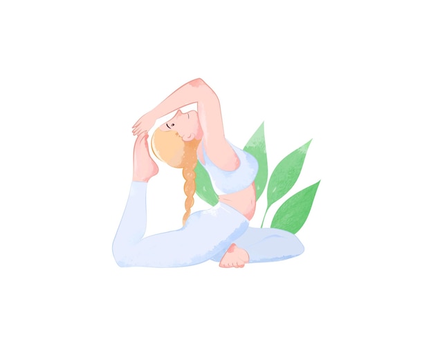 Hand drawn vector watercolor yoga poses